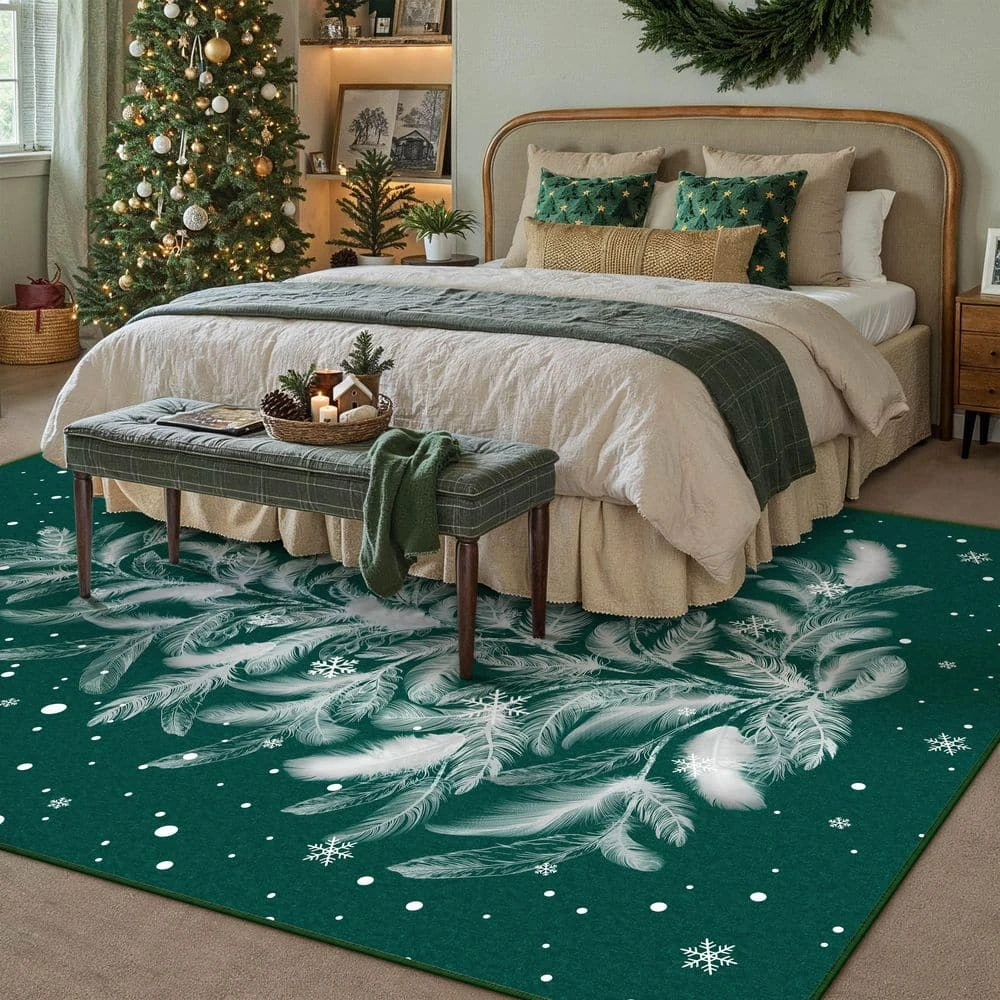 Christmas 5 Ft. X 7 Ft. Green Feather Christmas Tree Area Rug 3 Christmas 5 Ft. X 7 Ft. Green Feather Christmas Tree Area Rug - Image 3
