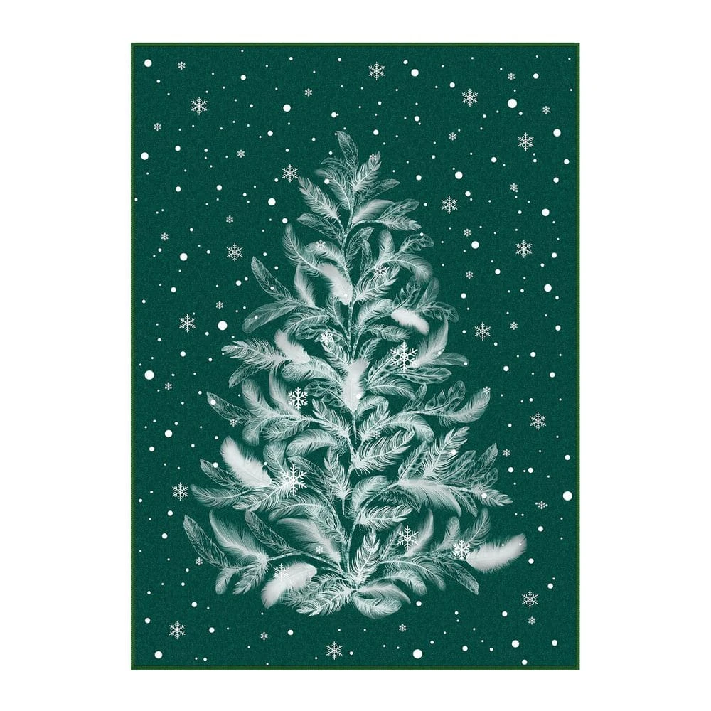 Christmas 5 Ft. X 7 Ft. Green Feather Christmas Tree Area Rug 1 Christmas 5 Ft. X 7 Ft. Green Feather Christmas Tree Area Rug