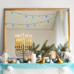 Brilliant Hanukkah Dreidel 20-Count Battery OP LED String Lights On/Off/Twinkle/Timer -The Home Depot Shop hanukkah lights 49710 myt 31 1000