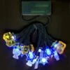 Brilliant Hanukkah Star Of David, Menorah, Dreidel 20-Count Battery OP LED String Lights On/Off/Twinkle/Timer