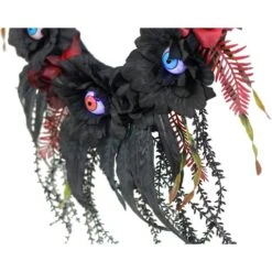 22 In. Prelit Artificial Halloween Wreath With Light-Up Eyeballs -The Home Depot Shop haunted hill farm fall wreaths hhwtheye 1s 77 1000