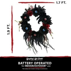 22 In. Prelit Artificial Halloween Wreath With Light-Up Eyeballs -The Home Depot Shop haunted hill farm fall wreaths hhwtheye 1s a0 1000
