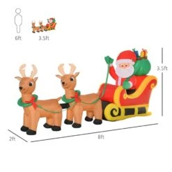 HOMCOM 3.5 Ft. H X 8 Ft. W Pre-Lit LED Santa With Reindeer Christmas Inflatable -The Home Depot Shop homcom christmas inflatables 844 372v80 1f 1000
