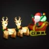 HOMCOM 3.5 Ft. H X 8 Ft. W Pre-Lit LED Santa With Reindeer Christmas Inflatable
