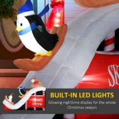 HOMCOM 8.5 Ft. Long Christmas Inflatable Polar Bear, Penguin And Reindeer -The Home Depot Shop homcom christmas inflatables 844 719v80mx 1f 1000