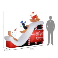 HOMCOM 8.5 Ft. Long Christmas Inflatable Polar Bear, Penguin And Reindeer -The Home Depot Shop homcom christmas inflatables 844 719v80mx 4f 1000