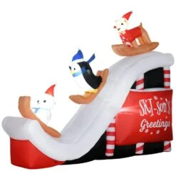 HOMCOM 8.5 Ft. Long Christmas Inflatable Polar Bear, Penguin And Reindeer