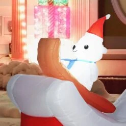 HOMCOM 8.5 Ft. Long Christmas Inflatable Polar Bear, Penguin And Reindeer -The Home Depot Shop homcom christmas inflatables 844 719v80mx 77 1000