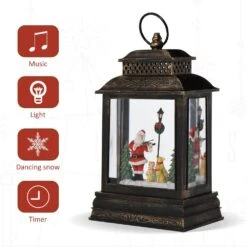 HOMCOM 10 .5 In. Snow Globe Lantern -The Home Depot Shop homcom christmas wall decorations 830 269v01 44 1000