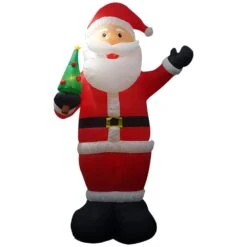 Home Accents Holiday 12 Ft. Pre-lit Inflatable Santa Holding Tree Airblown