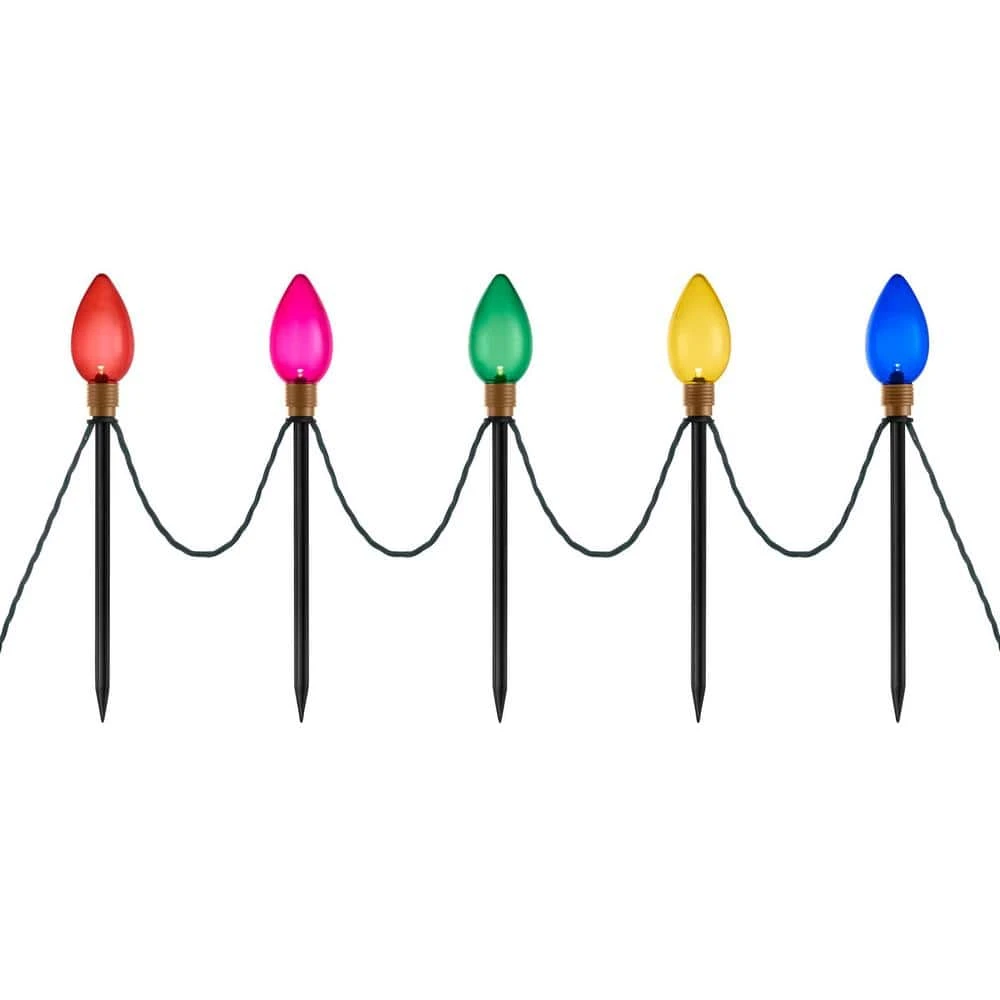 Home Accents Holiday 12 In. Multi-Colored Giant C9 LED Pathway Lights (10-Pack) 1 Home Accents Holiday 12 In. Multi-Colored Giant C9 LED Pathway Lights (10-Pack)