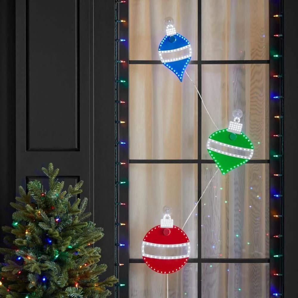 Home Accents Holiday 10 In. 242 Count Christmas Hi-Vibrant Red, Green And Blue With White Color LED Ornament (3-Pack) 2 Home Accents Holiday 10 In. 242 Count Christmas Hi-Vibrant Red, Green And Blue With White Color LED Ornament (3-Pack) - Image 2