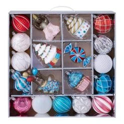 Home Accents Holiday 3.5 In. Multi Color Christmas Ornaments (19-Count) -The Home Depot Shop home accents holiday christmas ornament sets 21he19005 40 1000