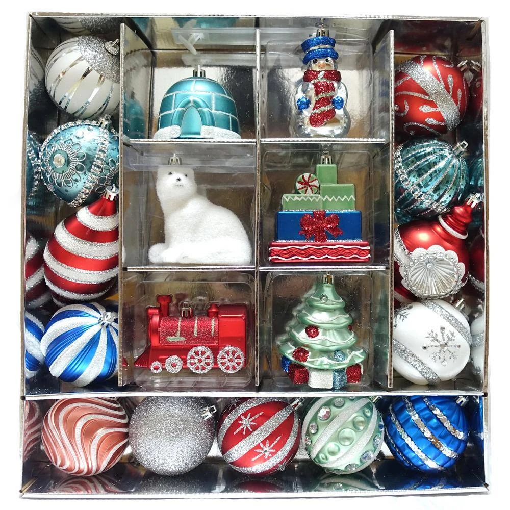 Home Accents Holiday HAH Cheerful Tiding Ornament Set (19-Count) 1 Home Accents Holiday HAH Cheerful Tiding Ornament Set (19-Count)