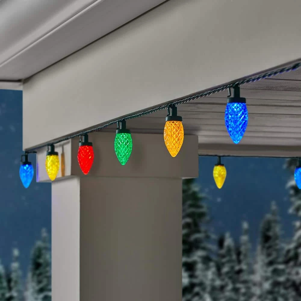 Home Accents Holiday 100 Count Multi-Colored Faceted C9 LED Lights 5 Home Accents Holiday 100 Count Multi-Colored Faceted C9 LED Lights - Image 5