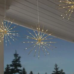 Home Accents Holiday 12 In. Battery Operated Twinkling LED Hanging Starburst Lights With Timer (3-Pack) -The Home Depot Shop home accents holiday icicle lights 24gu10001 a0 1000