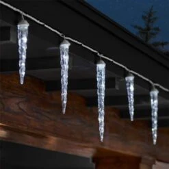 Home Accents Holiday 8 Cool White Motion LED Icicle Lights -The Home Depot Shop home accents holiday icicle lights 85687 1d 1000