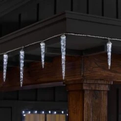 Home Accents Holiday 8 Cool White Motion LED Icicle Lights -The Home Depot Shop home accents holiday icicle lights 85687 a0 1000