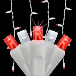 SoftTwinkle 7 Ft. 70-Light LED Red And Cool White Icicle Light Set