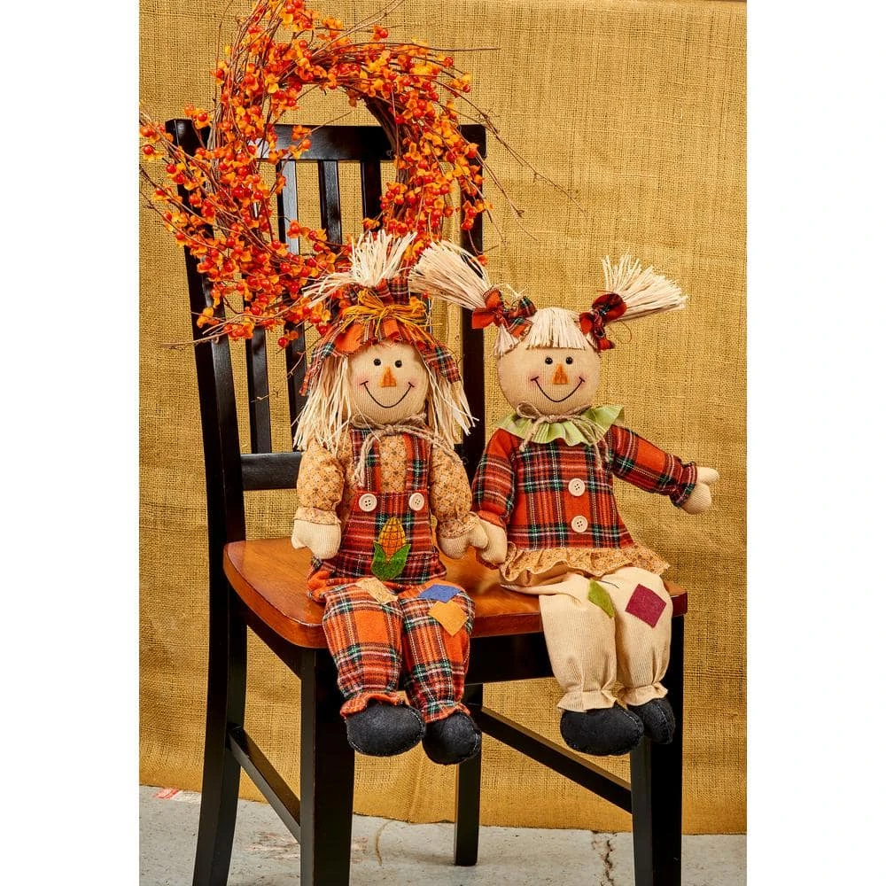 24 In. Sitting Scarecrow (Set Of 2) 2 24 In. Sitting Scarecrow (Set Of 2) - Image 2