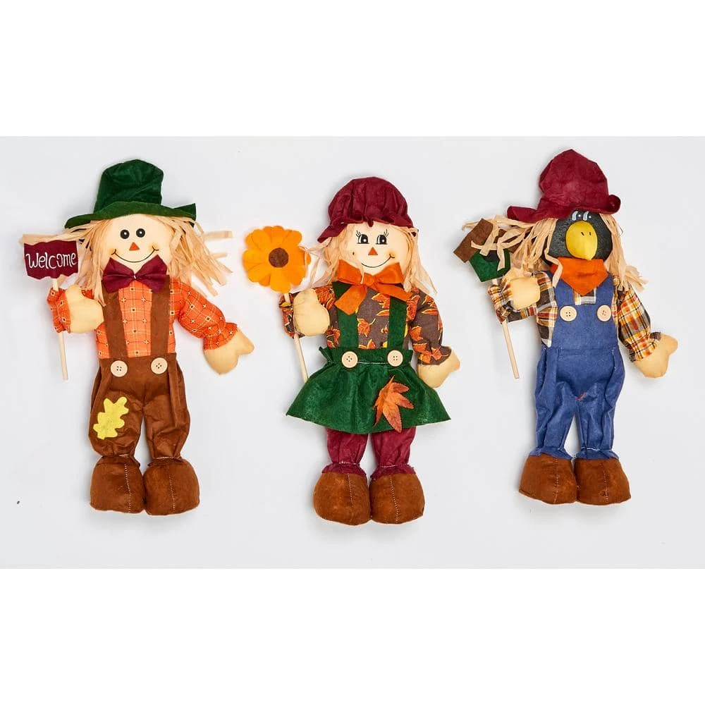 16 In. Standing Scarecrow With Sign Or Flower (Set Of 2) 1 16 In. Standing Scarecrow With Sign Or Flower (Set Of 2)
