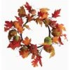 22 In. Burlap Pumpkins With Maple Leaves Wreath