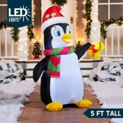5 Ft. Christmas Inflatable Penguin Decoration, Blow Up Yard Decoration Holiday Life-Size With Built-in LEDs 8 5 Ft. Christmas Inflatable Penguin Decoration, Blow Up Yard Decoration Holiday Life-Size With Built-in LEDs -The Home Depot Shop joyfy christmas inflatables 30077 b 4f 1000