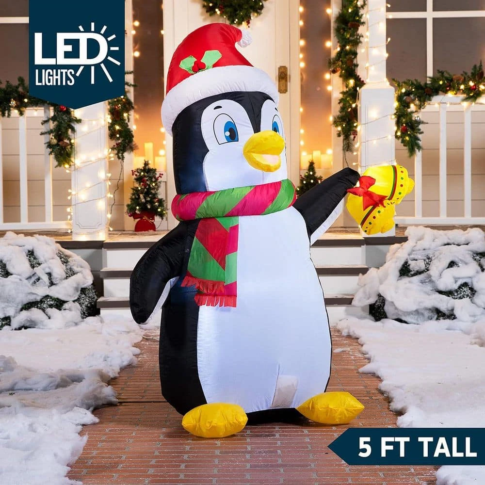 5 Ft. Christmas Inflatable Penguin Decoration, Blow Up Yard Decoration Holiday Life-Size With Built-in LEDs 3 5 Ft. Christmas Inflatable Penguin Decoration, Blow Up Yard Decoration Holiday Life-Size With Built-in LEDs - Image 3