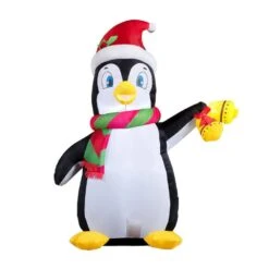 5 Ft. Christmas Inflatable Penguin Decoration, Blow Up Yard Decoration Holiday Life-Size With Built-in LEDs