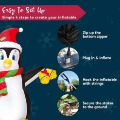 5 Ft. Christmas Inflatable Penguin Decoration, Blow Up Yard Decoration Holiday Life-Size With Built-in LEDs 11 5 Ft. Christmas Inflatable Penguin Decoration, Blow Up Yard Decoration Holiday Life-Size With Built-in LEDs -The Home Depot Shop joyfy christmas inflatables 30077 b fa 1000