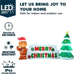 4 Ft. H Christmas Inflatable Gingerbread Man And Christmas Tree, Holiday Outdoor Decoration With Build-in LEDs Blow Up -The Home Depot Shop joyfy christmas inflatables 30081 b 1f 1000