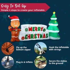 4 Ft. H Christmas Inflatable Gingerbread Man And Christmas Tree, Holiday Outdoor Decoration With Build-in LEDs Blow Up -The Home Depot Shop joyfy christmas inflatables 30081 b fa 1000