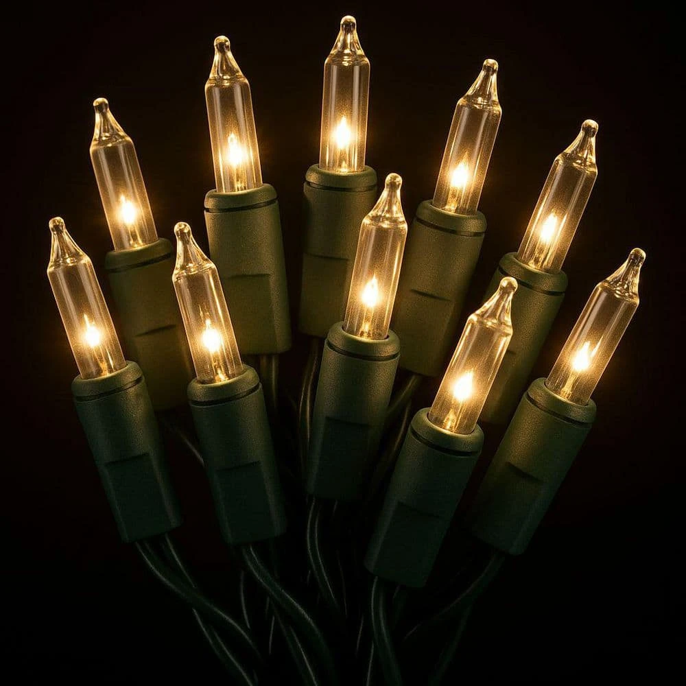 Clear Incandescent Christmas String Lights Indoor,100 Count Mini Warm White Fairy Light,21.5ft. Lighting Deco,Green Wire 1 Clear Incandescent Christmas String Lights Indoor,100 Count Mini Warm White Fairy Light,21.5ft. Lighting Deco,Green Wire