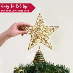 9 In Gold Glitter Star Tree Topper Metal Hallow Tree Star Lighted For Christmas Tree Decorations 9 9 In Gold Glitter Star Tree Topper Metal Hallow Tree Star Lighted For Christmas Tree Decorations -The Home Depot Shop joyfy christmas tree toppers 30356 b 1f 1000