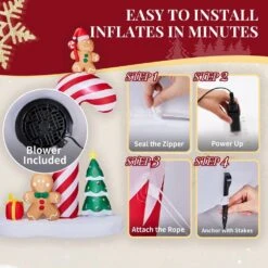 8.2 Ft. X 4.9 Ft. Lighted Giant Candy Cane With Gingerbread Men Christmas Inflatable -The Home Depot Shop karl home christmas inflatables k1g61000456 1f 1000