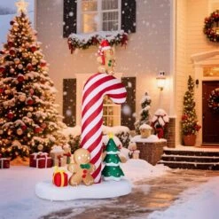 8.2 Ft. X 4.9 Ft. Lighted Giant Candy Cane With Gingerbread Men Christmas Inflatable -The Home Depot Shop karl home christmas inflatables k1g61000456 4f 1000