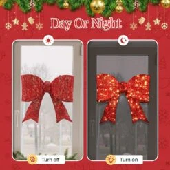 25 In. Red Pre-lit Outdoor Giant Bowknot Christmas Decoration -The Home Depot Shop karl home christmas yard decorations k1g61000432 44 1000