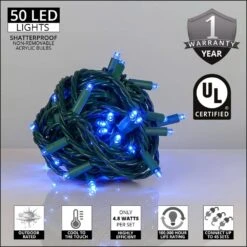 25 Ft. 50-Light Blue 5 Mm LED Balled Mini Light Set -The Home Depot Shop kringle traditions christmas string lights 75977 4f 1000