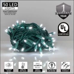 25 Ft. 50-Light Cool White 5 Mm LED Balled Mini Light Set -The Home Depot Shop kringle traditions christmas string lights 75982 4f 1000