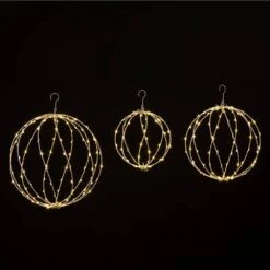 12 IN+16IN+20IN 248LED Light Ball Pathway Lights White Sphere Light Fold Flat Metal Frame Indoor Outdoor Waterproof