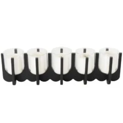 Black Wood Hurricane 5 Slot Candle Holder