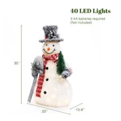 35 In. H White Frosted Snowman Holding Shovel And Christmas Tree Holiday Decoration With Lights -The Home Depot Shop luxenhome christmas yard decorations whhd2130 66 1000