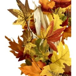 24 In. Fall Wreath With Maple, Oak Leaves And Corn Husks -The Home Depot Shop merrily outdoor fall decorations mfgwf5209x24x 4f 1000