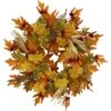 24 In. Fall Wreath With Maple, Oak Leaves And Corn Husks