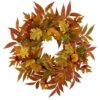 24 In. Fall Wreath With Ruscus And Oak Leaves
