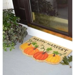 Vinyl Back Multi Colored Happy Harvest 30 In. X 18 In. Coir Door Mat -The Home Depot Shop multi imports decor fall doormats 593pvc c3 1000