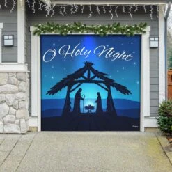7 Ft. X 8 Ft. Nativity Scene O'Holy Night-Christmas Garage Door Decor Mural For Single Car Garage -The Home Depot Shop my door decor christmas garage door decorations 285903xmas 018 1f 1000