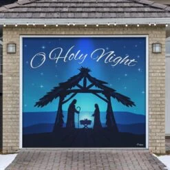 7 Ft. X 8 Ft. Nativity Scene O'Holy Night-Christmas Garage Door Decor Mural For Single Car Garage