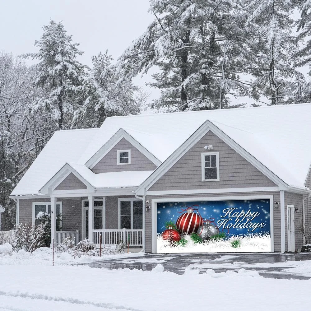 7 Ft. X 16 Ft. Red And White Christmas Ornaments On Red Christmas Garage Door Decor Mural For Double Car Garage 6 7 Ft. X 16 Ft. Red And White Christmas Ornaments On Red Christmas Garage Door Decor Mural For Double Car Garage - Image 6