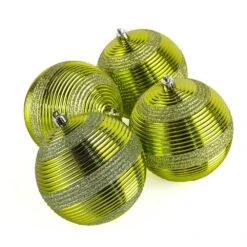 4-Piece Shatterproof Swirling Lime Green Ornaments -The Home Depot Shop national tree company christmas ornament sets frt100 ah112601 4f 1000
